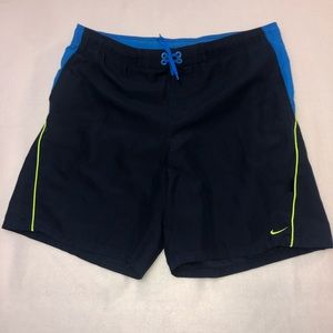 Nike Shorts Mens Size Large Blue/yellow Board Shorts Swim Trunks Mesh Lining